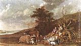 Paulus Potter Landscape with Shepherdess and Shepherd Playing Flute painting
